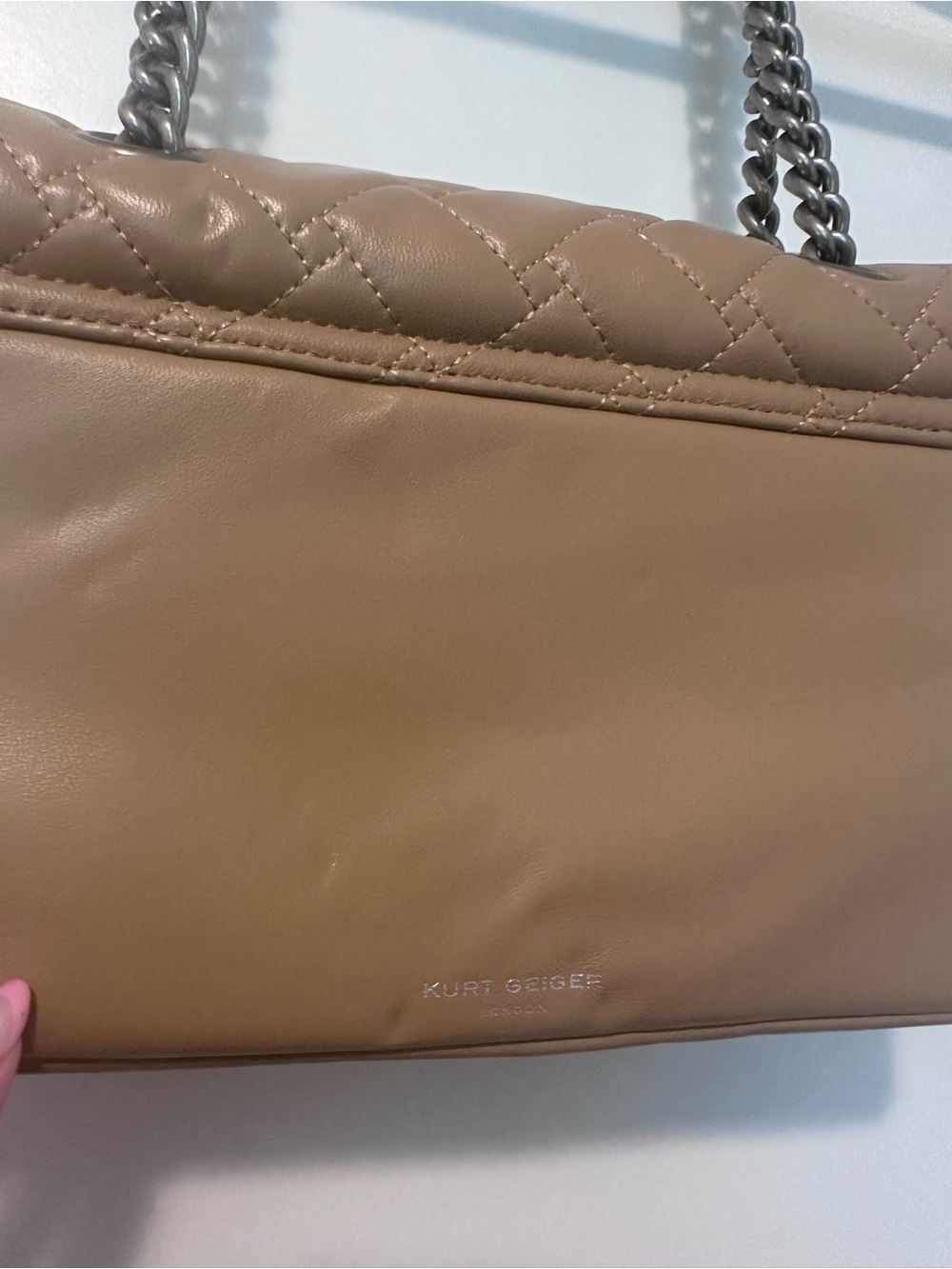 Kurt Geiger Quilted Camel Leather Shoulder Bag converts to crossbody - Picture 4 of 11